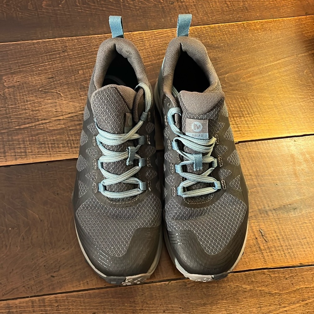 Merrell Women's Gray and Light Blue Trail Running Shoes - Picture 2 of 8